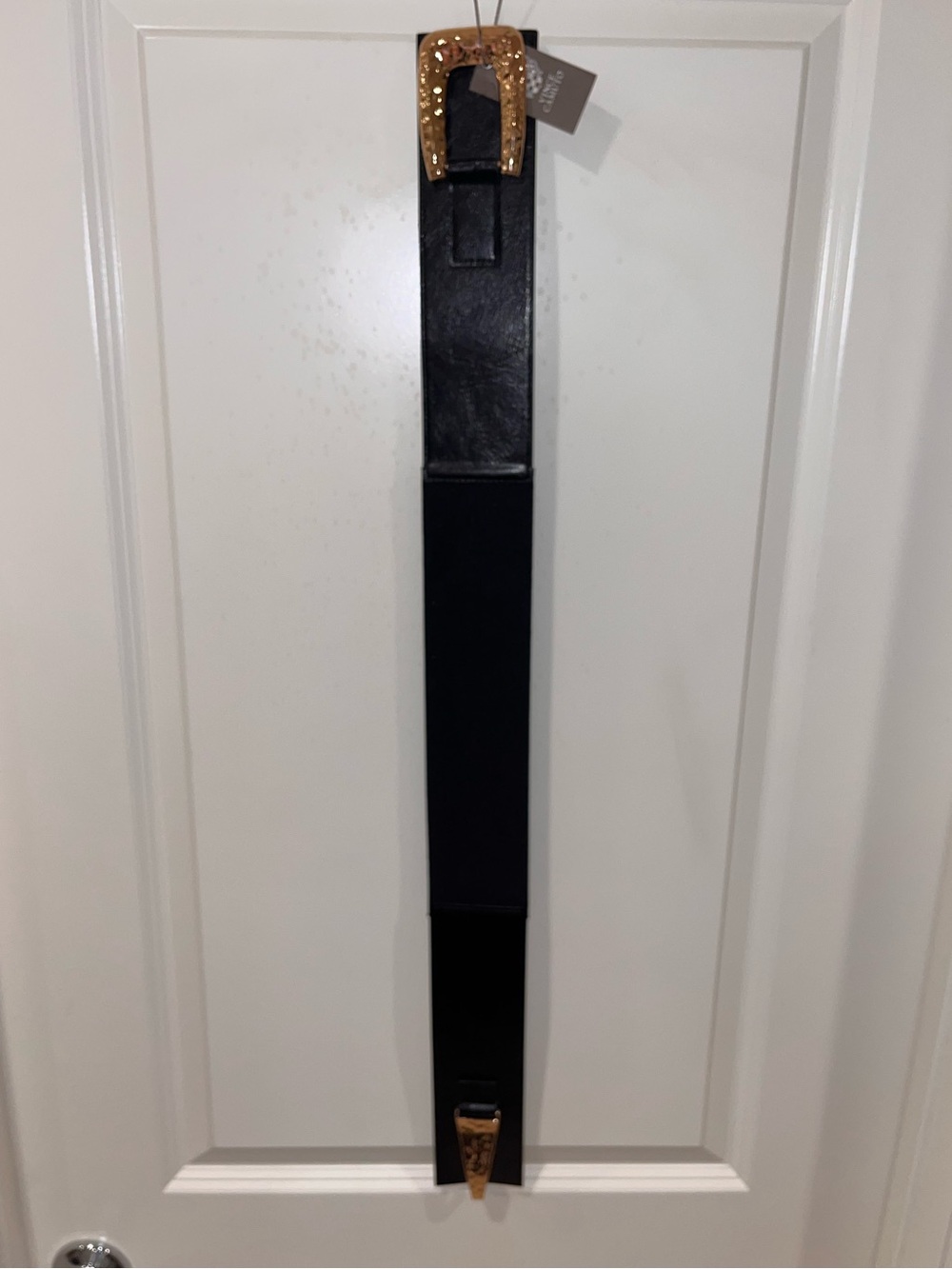 New Vince Camuto Women Elastic Stretch Formal Classic Belt Size L/XL Black Gold